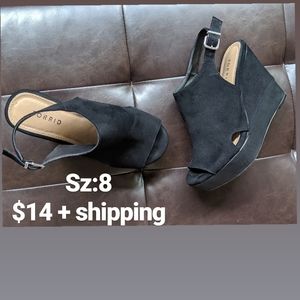 Black peep toe wedges